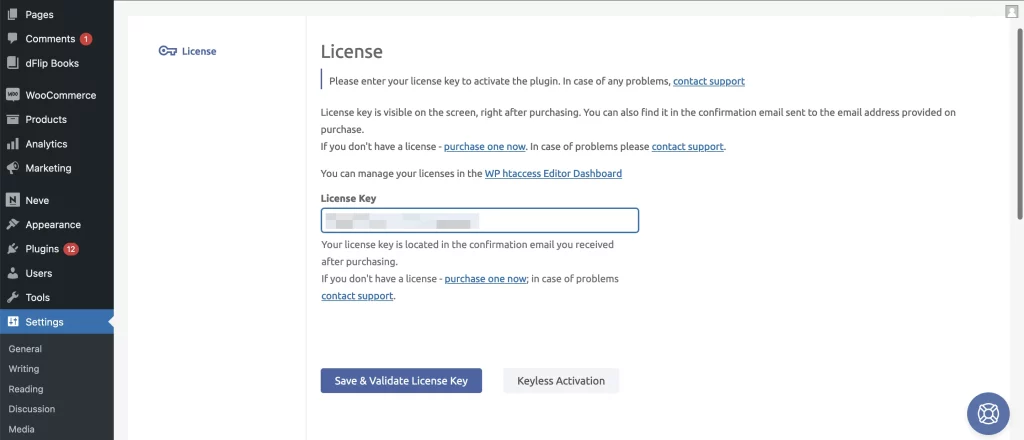 plugin license activation