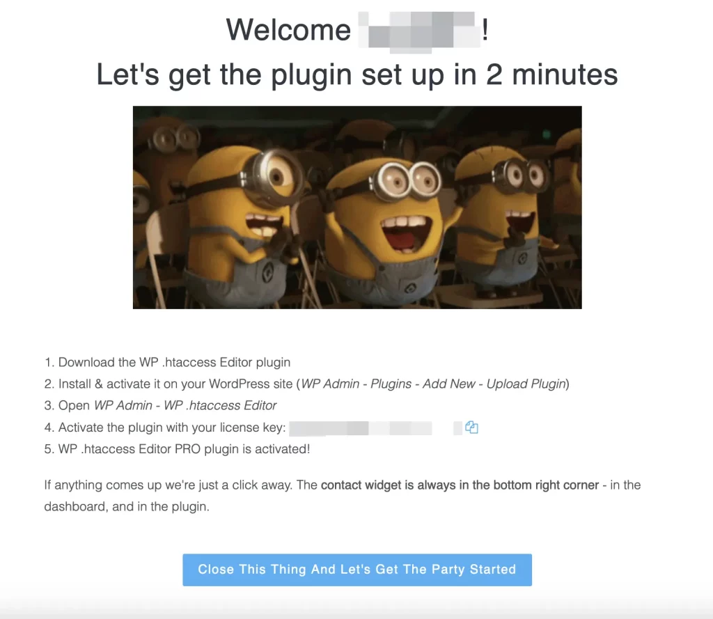 welcome pop-up message